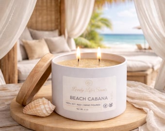 Beach Cabana Candle, Soy Wax Candle, Coastal Summer Scent