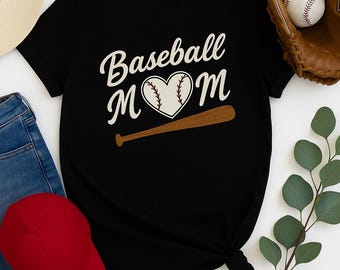 Baseball Mom Softstyle T-Shirt: Ring-Spun Cotton Baseball Fan Shirt