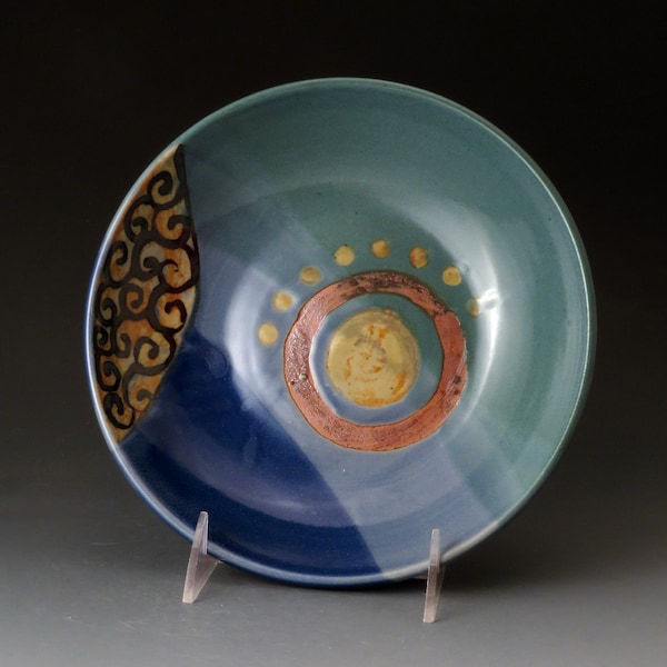 Handmade Ceramic Bowl, Blue and Green, Salad Bowl, Pasta Bowl, Soup Bowl, Serving Bowl, Ceramics and Pottery