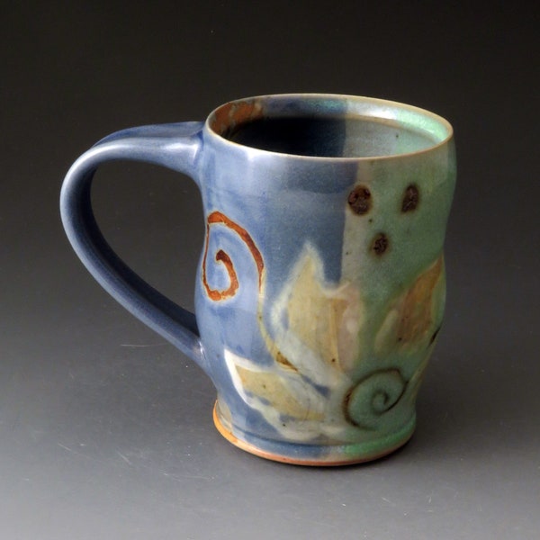 Ceramic Mug with Flower Design, Handmade Cup, Teacup, Drinkware, Mugs, Fine Art Ceramics