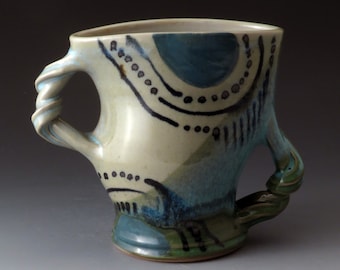 Ceramic Stoneware Vase, Dancing Vase, Greens and Teal , Flower Vase, Handmade Ceramic Vase, Vases, Utensils Holder, Functional Art