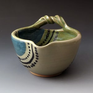 Handmade Batter Bowl, Teal & Green Colors, Ceramic Mixing and Gravy Bowl, Bowls, Ceramics and Pottery