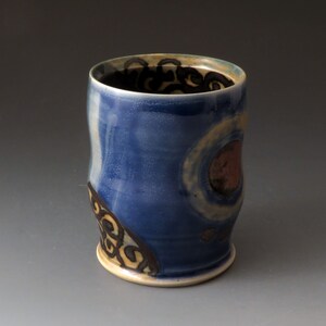 Handcrafted Tea Cup, Blue and Green, Handmade Ceramic Tea Bowl, Drinkware, Tea Cups, Mugs image 2