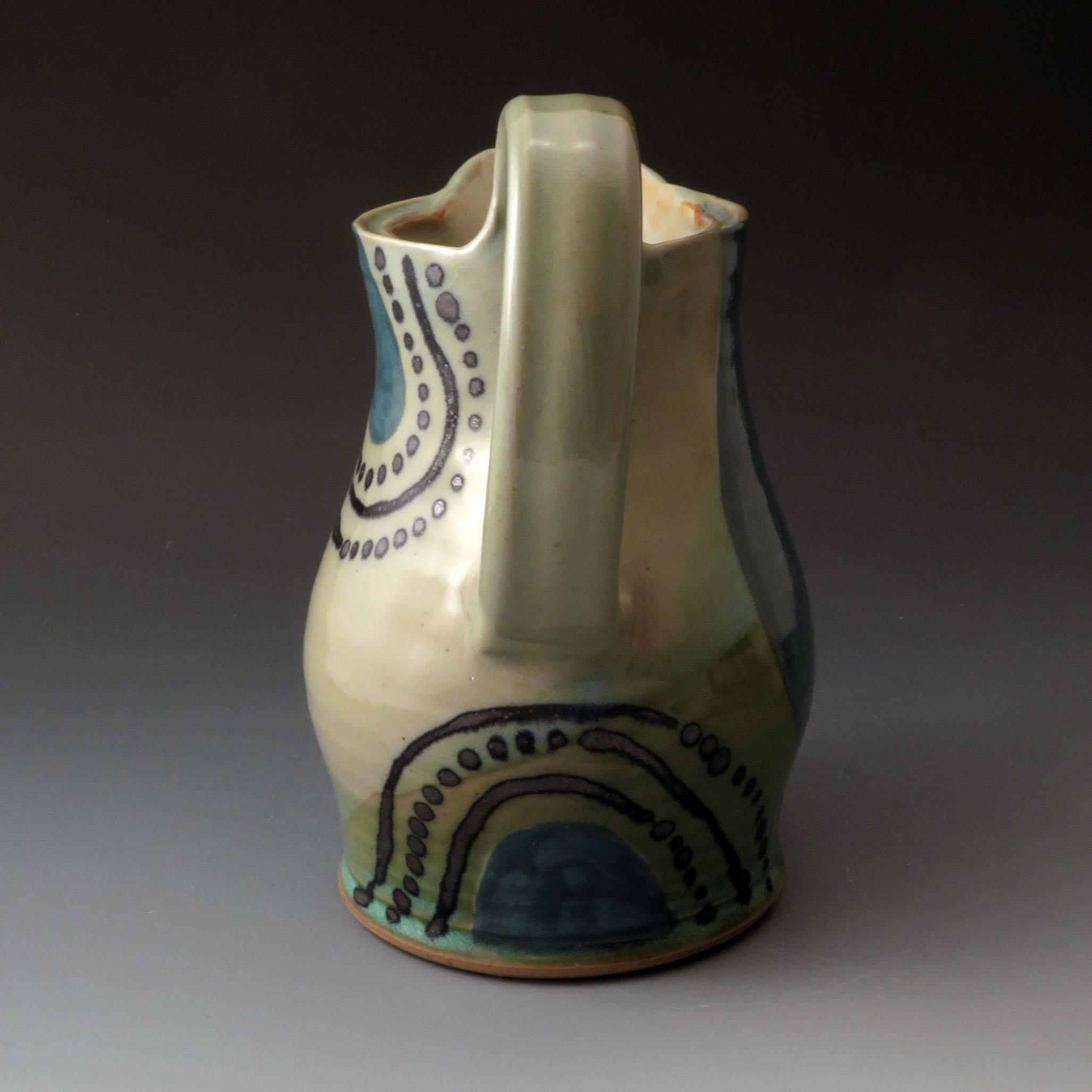 Fine Pitcher Ceramic Water Pitcher, Handcrafted Clay Pitcher, Teal and Green ...