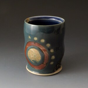 Handcrafted Tea Cup, Blue and Green, Handmade Ceramic Tea Bowl, Drinkware, Tea Cups, Mugs image 4