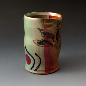 Kopp, Handgjort keramiskt dricksglas, Celadon- och Shino-färger, Dryckesglas, Vattenglas, Dricksglas, Liten vas