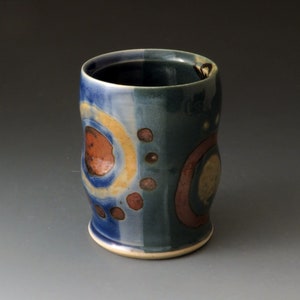 Handcrafted Tea Cup, Blue and Green, Handmade Ceramic Tea Bowl, Drinkware, Tea Cups, Mugs image 1