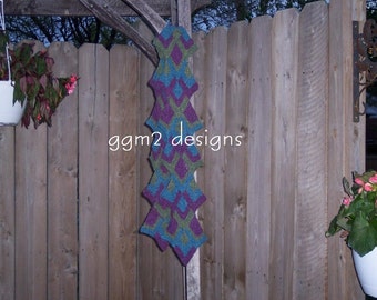 Colored Diamonds Mitered Square Scarf PDF Pattern