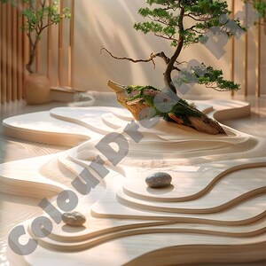 Printable Zen Garden Wall Art – Bonsai Tree, Raked Sand & Tranquil ...