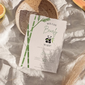 Groen Panda Baby Shower Uitnodiging Bewerkbare sjabloon Afdrukbare Panda We Can Bearly Wait uitnodigen Bear Baby Shower Uitnodiging Instant Download