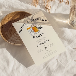 Beer and Diaper Party Baby Shower Invitation Printable Man Shower Dadchelor Template Dudes and Diapers Editable Invite Digital Download