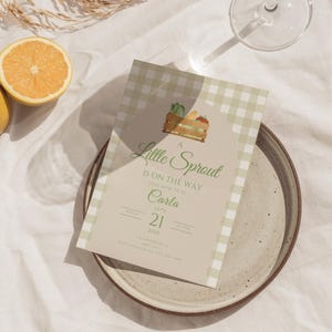 A Little Sprout Is On The Way Baby Shower Invitation Template Editable A Little Sprout is on the Way Baby Shower Invite DIY Veggie Invite