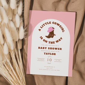 Cowgirl Baby Shower Invitation Template Western Baby Shower Invitation Wild West Baby Shower A Little Cowgirl Editable Canva Template