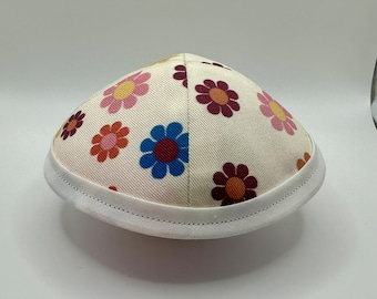 The Groovy Pride Flowers | Whimsical Yarmulke | Fun Kippah | Handmade Judaica