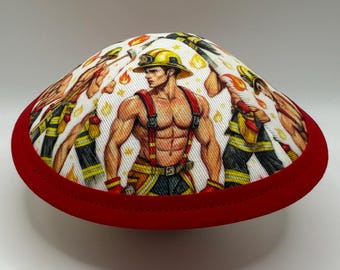 The Flaming Fierce Firemen | PRIDE! | Whimsical Yarmulke | Fun Kippah | Handmade Judaica