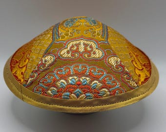 The Golden Dynasty Brocade | Imperial-Inspired Yarmulke | Whimsical Yarmulke | Fun Kippah | Handmade Judaica
