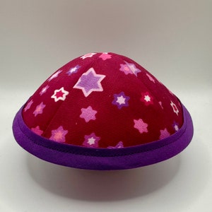 The Stars of David (Maroon) | Whimsical Yarmulke | Fun Kippah | Handmade Judaica