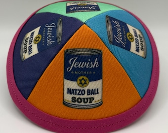 The Jewish Penicillin (aka The Pop Art Passover) - TWO COLORWAYS! | Whimsical Yarmulke | Fun Kippah | Handmade Judaica