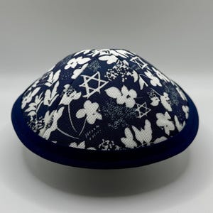 The Jewish Springtime (Passover Navy) | Whimsical Yarmulke | Fun Kippah | Handmade Judaica