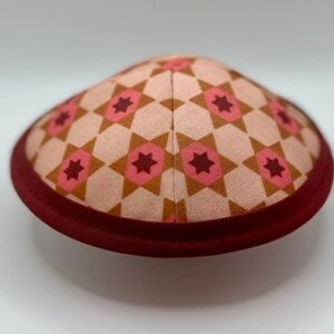 The Star of David (Maroon) | Whimsical Yarmulke | Fun Kippah | Handmade Judaica
