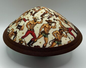The Western Beefcake Boys | PRIDE! | Whimsical Yarmulke | Fun Kippah | Handmade Judaica