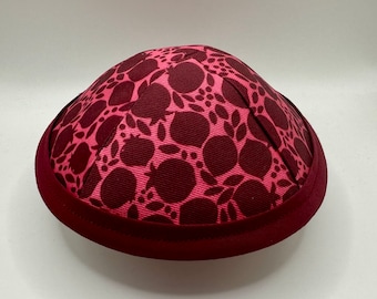 The Maroon Pomegranate | Whimsical Yarmulke | Fun Kippah | Handmade Judaica