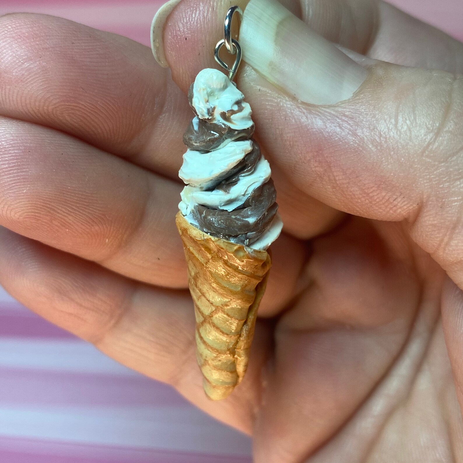 Ice cream soft serve twist cone charm Etsy