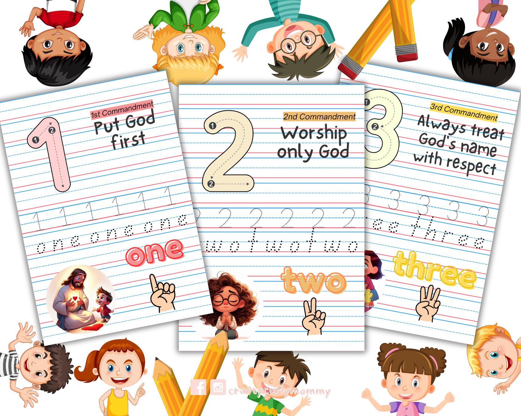 Numbers Tracing Practice Sheets - Homeschool Christian Preschool Activity
