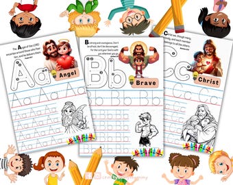 ABC Coloring Book Tracing Worksheet for Christian Homeschool - Preschool Learning Aid