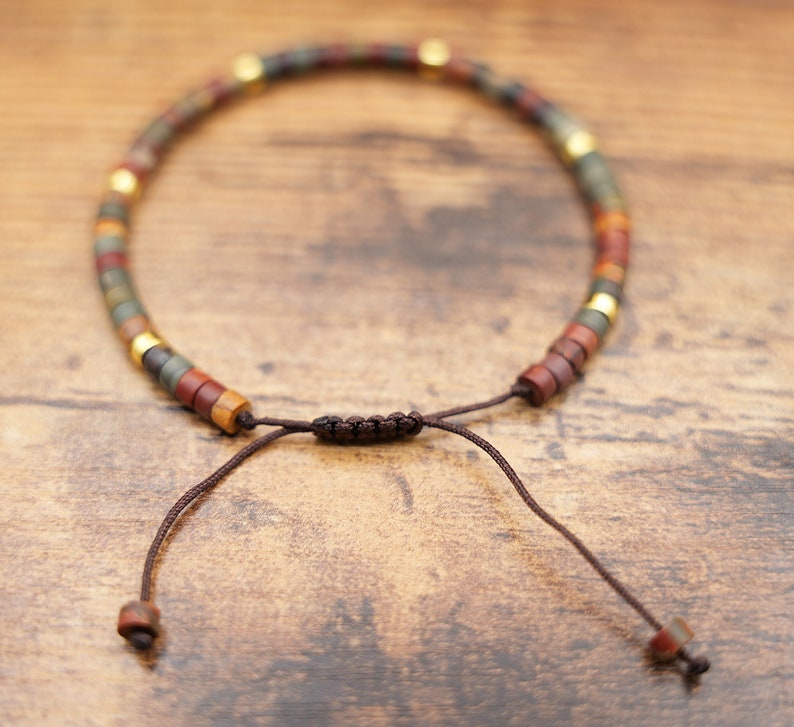 Natural stone beaded Bracelet for Women Meditation Jewelry Natural Stone Healing Handwoven Adjustable Natural Stone Bracelet