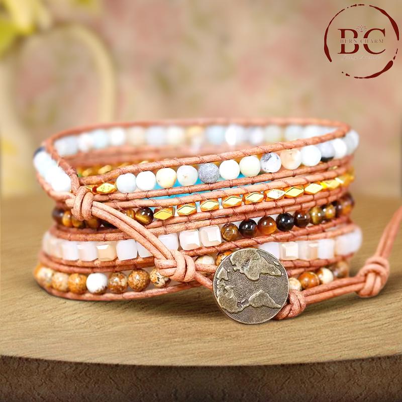 Bracciale da uomo o donna shamballa macrame con perle in Diaspro pe