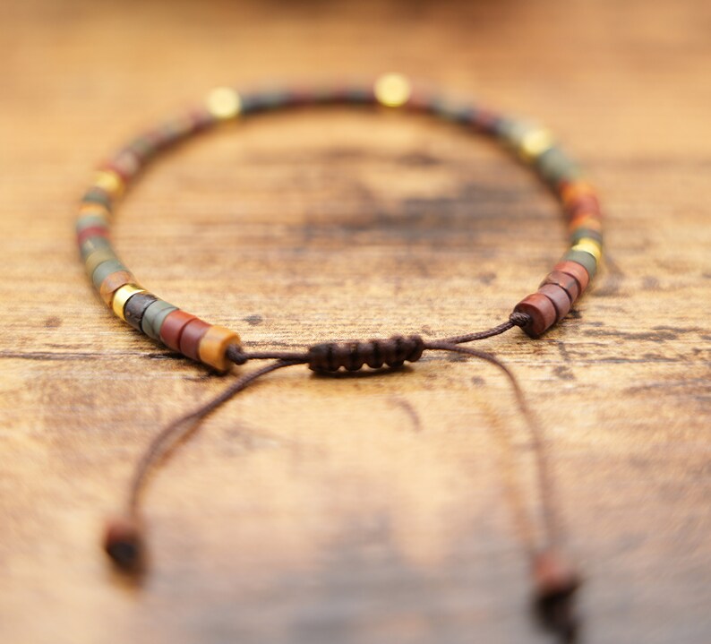 Natural stone beaded Bracelet for Women Meditation Jewelry Natural Stone Healing Handwoven Adjustable Natural Stone Bracelet