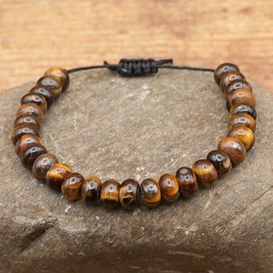 Tiger Eye Bracelet Natural Stone Bracelet Unisex Jewelry Handmade Adjustable Tiger Eye Stone, gift for all occasions
