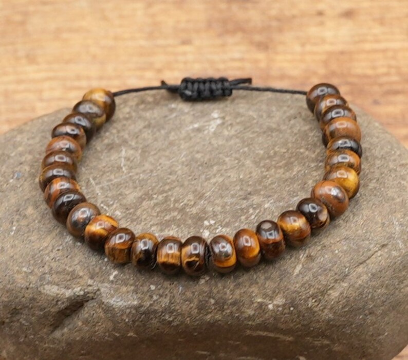 Tiger Eye Bracelet Natural Stone Bracelet Unisex Jewelry Handmade Adjustable Tiger Eye Stone, gift for all occasions
