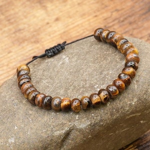 Tiger Eye Bracelet Natural Stone Bracelet Unisex Jewelry Handmade Adjustable Tiger Eye Stone, gift for all occasions