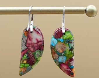 Imperial Jasper Dangle Earrings: Natural Stone Boho Jewelry