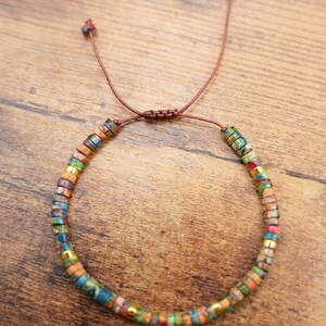 Natural stone beaded Bracelet for Women Meditation Jewelry Colorful Natural Stone Healing Handwoven Adjustable Natural Stone Bracelet