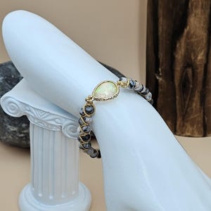 Dainty Zebra Beaded Bracelet with Quartz Stone for Women Jewelry Double layer Handwoven Opal Charm Stone Bracelet for Women
