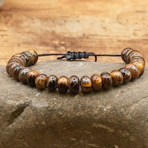 Tiger Eye Bracelet Natural Stone Bracelet Unisex Jewelry Handmade Adjustable Tiger Eye Stone, gift for all occasions