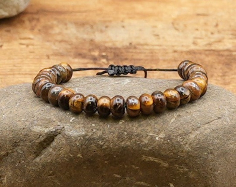Tiger Eye Bracelet Natural Stone Bracelet Unisex Jewelry Handmade Adjustable Tiger Eye Stone, gift for all occasions