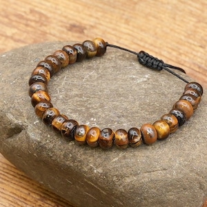 Tiger Eye Bracelet Natural Stone Bracelet Unisex Jewelry Handmade Adjustable Tiger Eye Stone, gift for all occasions