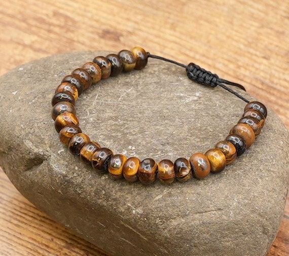 Tiger Eye Beaded Bracelet: Handmade Unisex Adjustable Gemstone Jewelry
