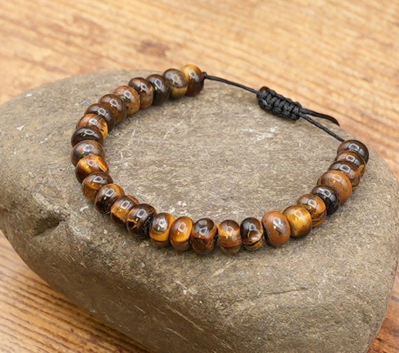 Tiger Eye Bracelet Natural Stone Bracelet Unisex Jewelry Handmade Adjustable Tiger Eye Stone, gift for all occasions