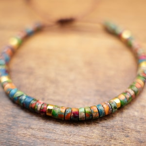 Natural stone beaded Bracelet for Women Meditation Jewelry Colorful Natural Stone Healing Handwoven Adjustable Natural Stone Bracelet