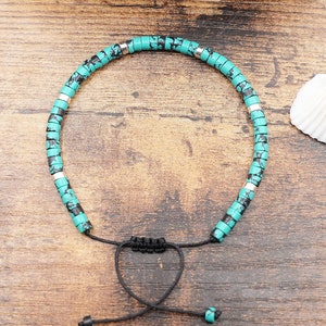 Handwoven Turquoise Bracelet: Adjustable Natural Stone Jewelry