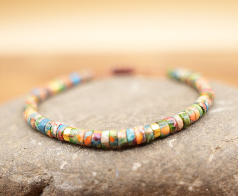 Natural stone beaded Bracelet for Women Meditation Jewelry Colorful Natural Stone Healing Handwoven Adjustable Natural Stone Bracelet