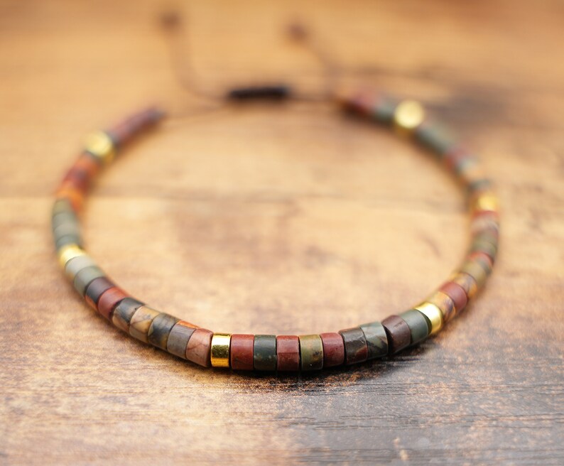Natural stone beaded Bracelet for Women Meditation Jewelry Natural Stone Healing Handwoven Adjustable Natural Stone Bracelet