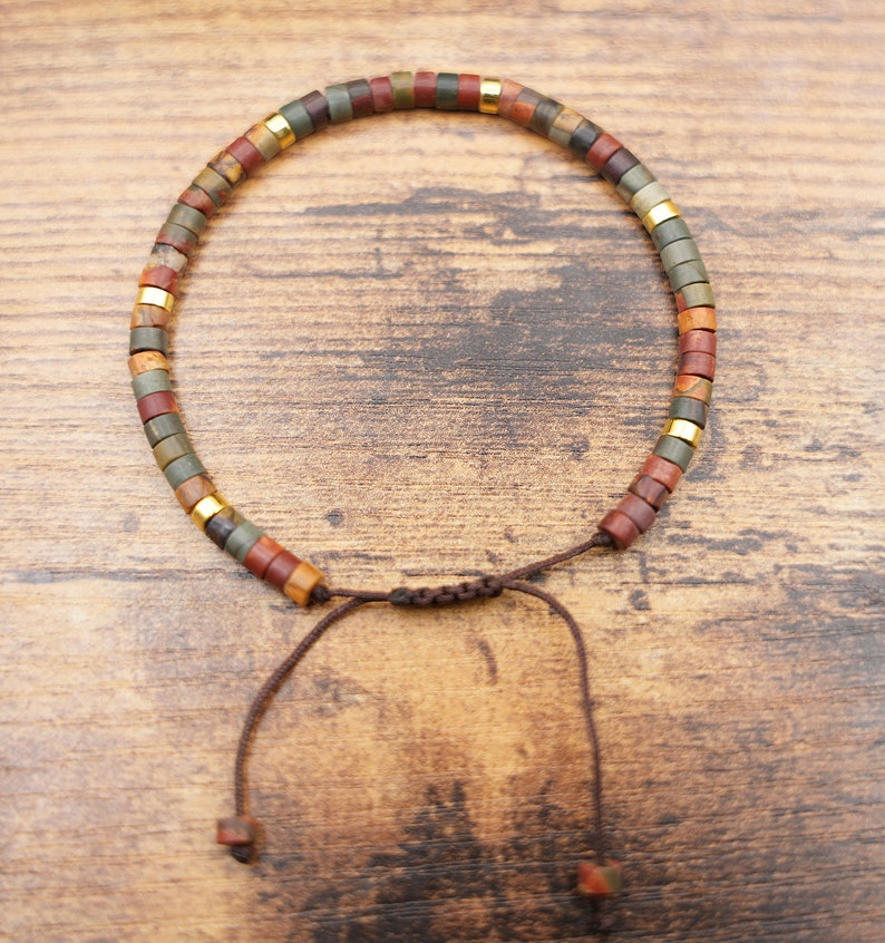 Natural stone beaded Bracelet for Women Meditation Jewelry Natural Stone Healing Handwoven Adjustable Natural Stone Bracelet