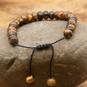 Tiger Eye Bracelet Natural Stone Bracelet Unisex Jewelry Handmade Adjustable Tiger Eye Stone, gift for all occasions