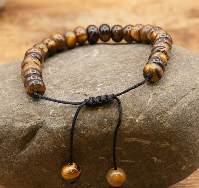 Tiger Eye Bracelet Natural Stone Bracelet Unisex Jewelry Handmade Adjustable Tiger Eye Stone, gift for all occasions